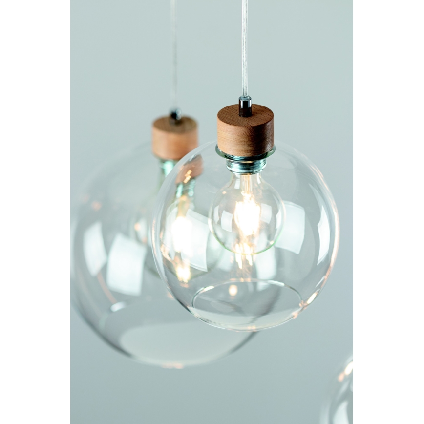 Suspension filaire LAGUNA 1xE27/60W/230V chêne - certifié FSC