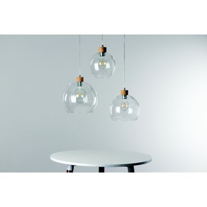 Suspension filaire LAGUNA 1xE27/60W/230V chêne - certifié FSC