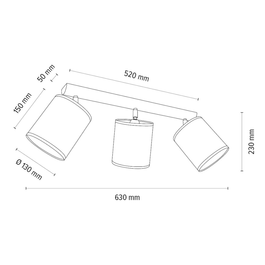 Spot BENITA 3xE27/25W/230V marron/chêne