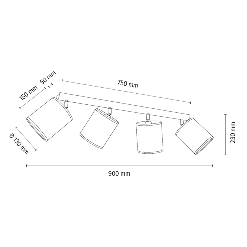 Deckenspot BENITA 4xE27/25W/230V braun/Eiche