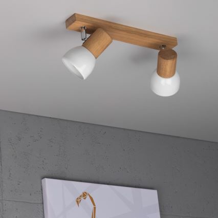 Spot-Einbauleuchte SVENDA 2xE27/60W/230V Eiche