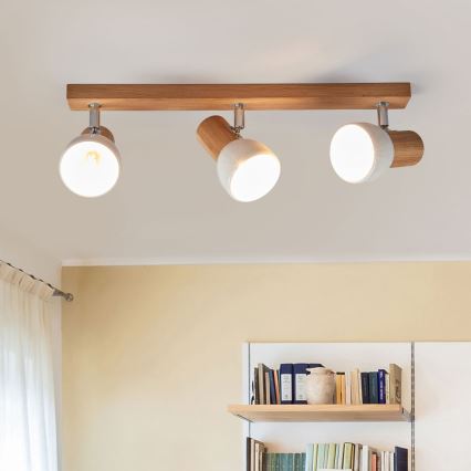 Spot d'éclairage SVENDA 3xE27/60W/230V chêne/blanc