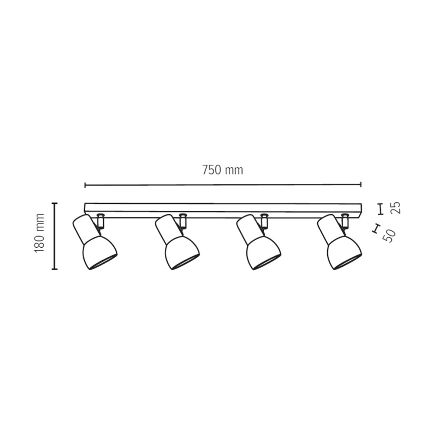 Strahler SVENDA 4xE27/60W/230V Eiche – FSC-zertifiziert