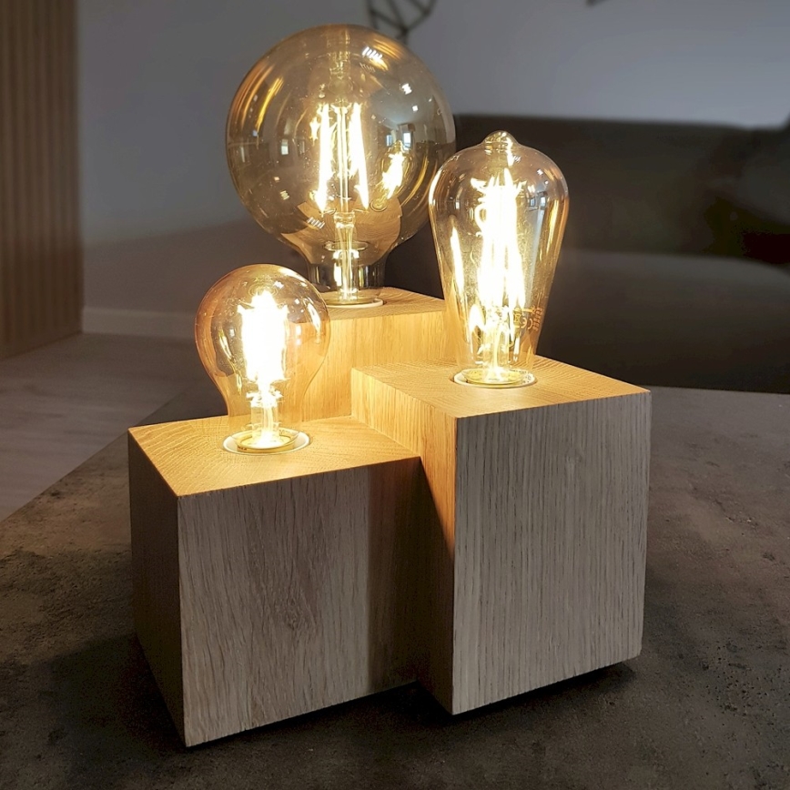 Lampada da tavolo VINCENT 3xE27/15W/230V quercia