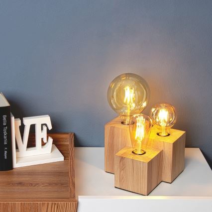Lampe de table VINCENT 3xE27/15W/230V chêne