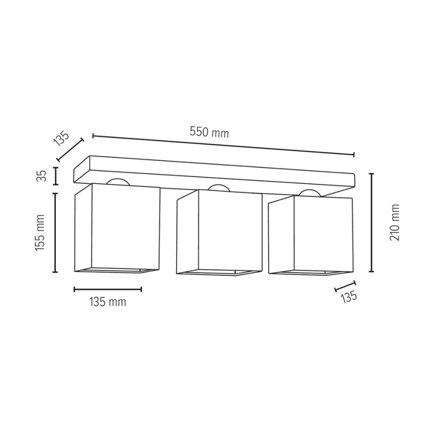Plafonnier INGER 3xE27/25W/230V chêne - certifié FSC