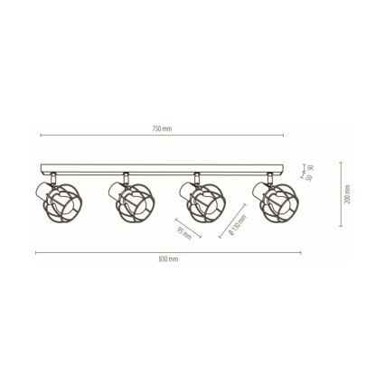 Spot de plafond PHIPHI 4xE27/60W/230V chêne