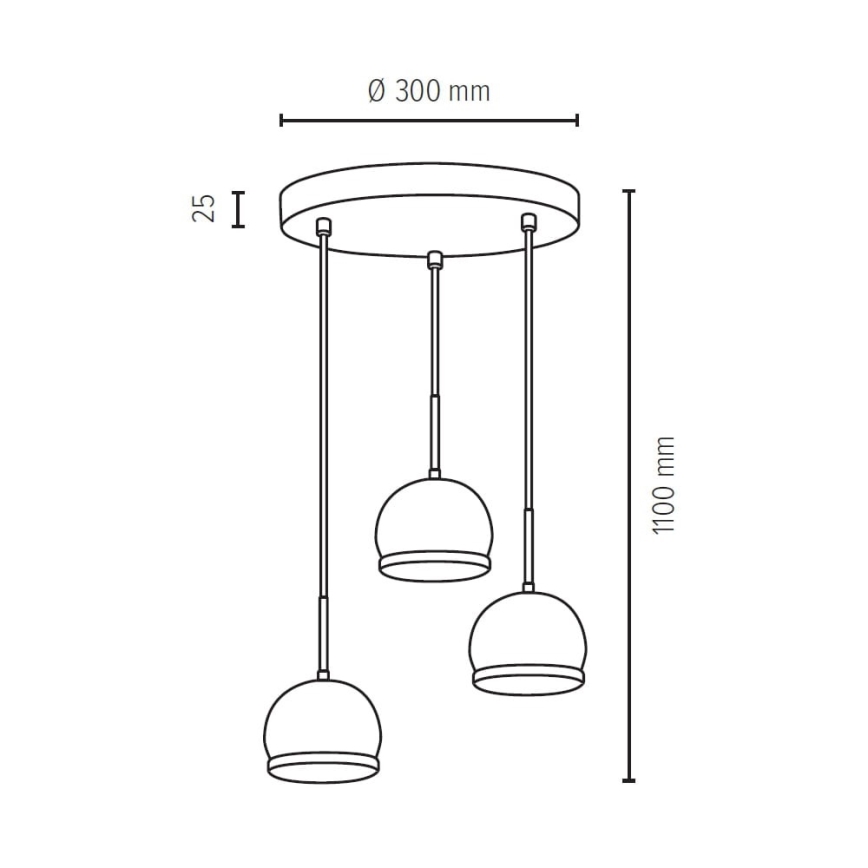 LED-Hängeleuchte BALL WOOD 3xGU10/5W/230V Buche