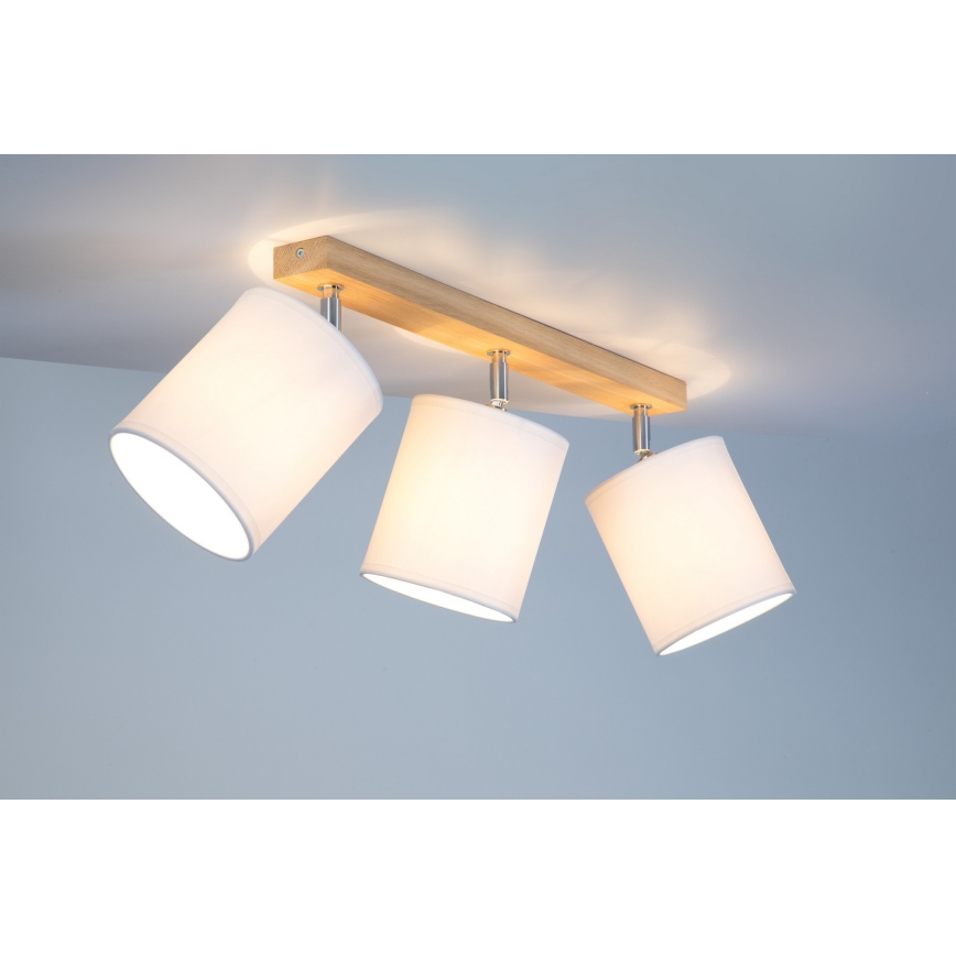 Faretto APRILLIA 3xE27/25W/230V rovere/bianco