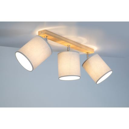 Spot APRILLIA 3xE27/25W/230V chêne gris - certifié FSC