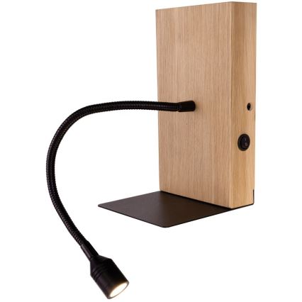 Wandleuchte LECTOR LED/2,5W/230V USB Eiche – FSC-zertifiziert