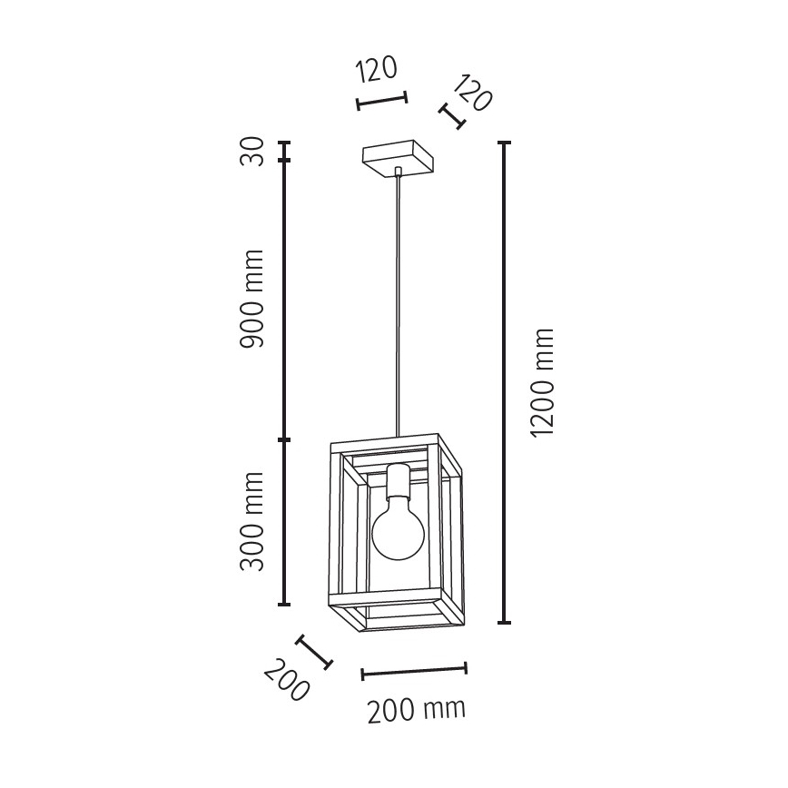 Lampada a sospensione con cavo KAGO 1xE27/60W/230V rovere opaco
