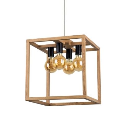 Lampadario a sospensione con filo KAGO 4xE27/60W/230V quercia