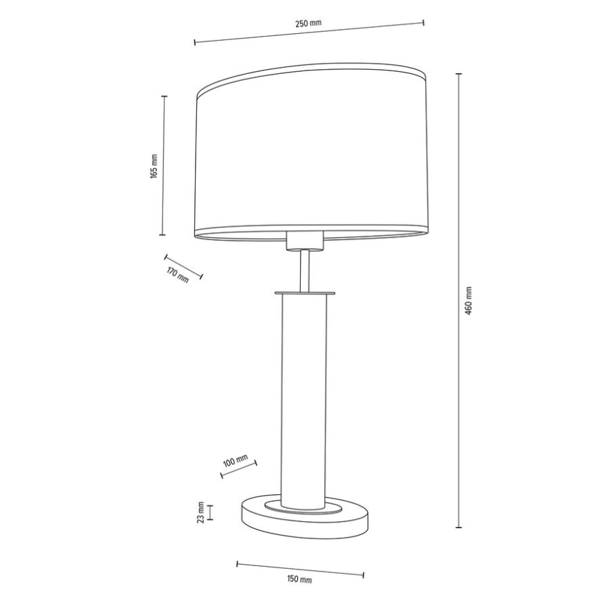 Lampada da tavolo MERCEDES, 1x E27, 40W, 230V, 46 cm, crema/rovere