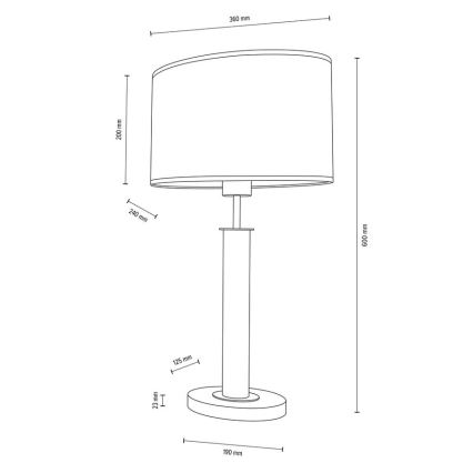Lampada da tavolo MERCEDES 1xE27/40W/230V 60 cm crema/rovere