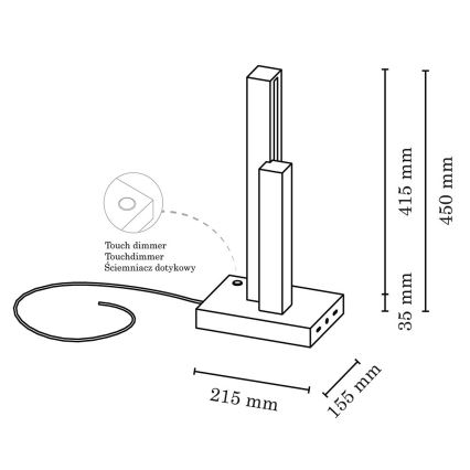 Lampada da tavolo LED dimmerabile SOHO BLACK LED/10W/230V 45 cm quercia