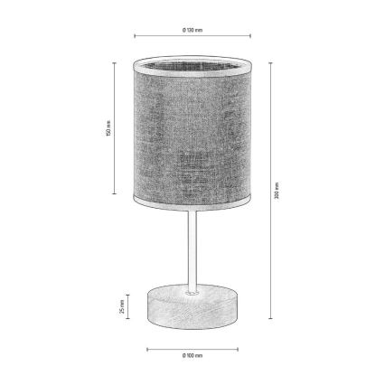 Lampada da tavolo NEGRO 1xE27/25W/230V quercia