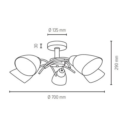 Lampadario a plafone VILETTA 5xE27/40W/230V quercia