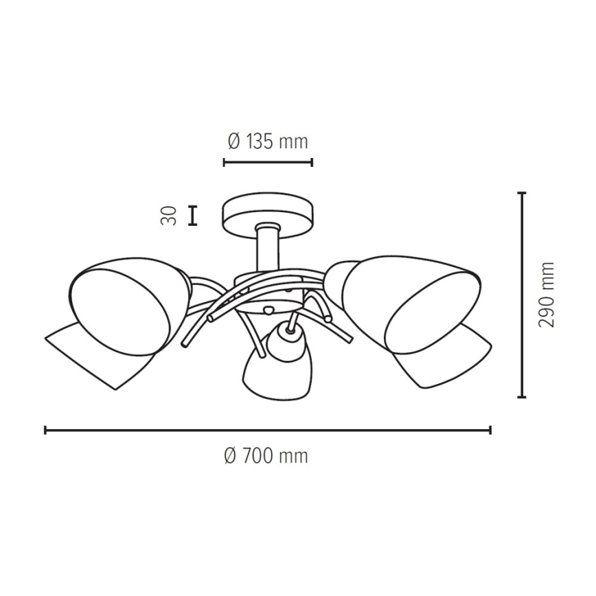 Lampadario a plafone VILETTA 5xE27/40W/230V quercia
