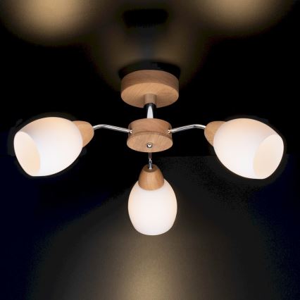 Lampadario a plafone PARMA 3xE27/40W/230V quercia
