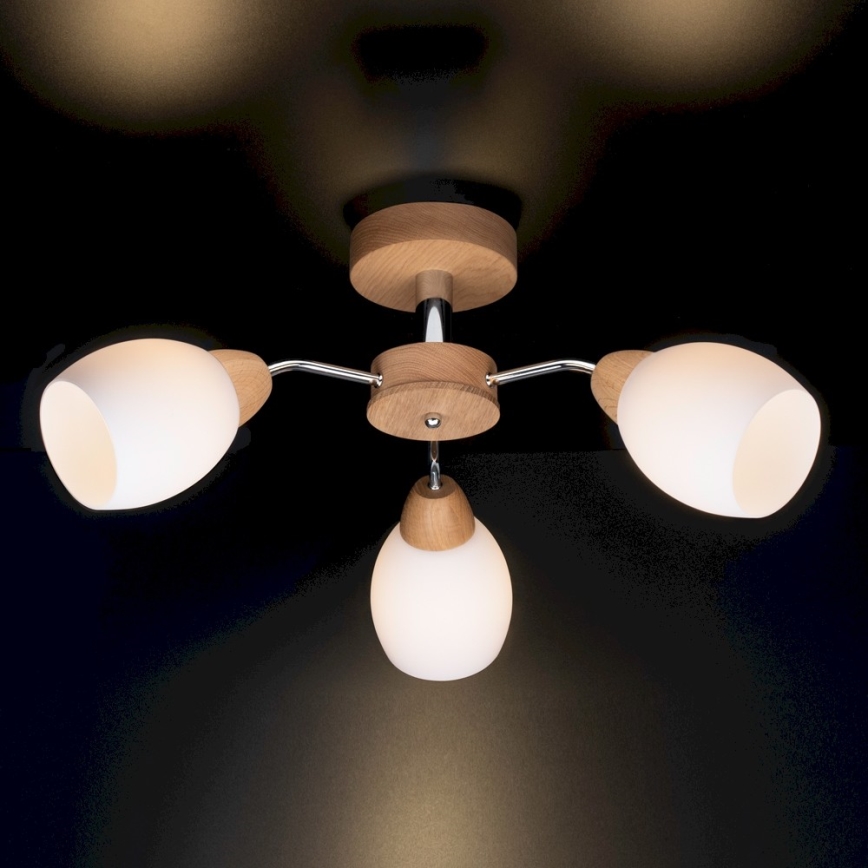 Lampadario a plafone PARMA 3xE27/40W/230V quercia