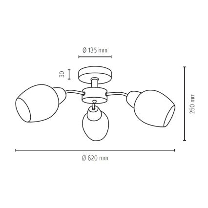 Lampadario a plafone PARMA 3xE27/40W/230V quercia