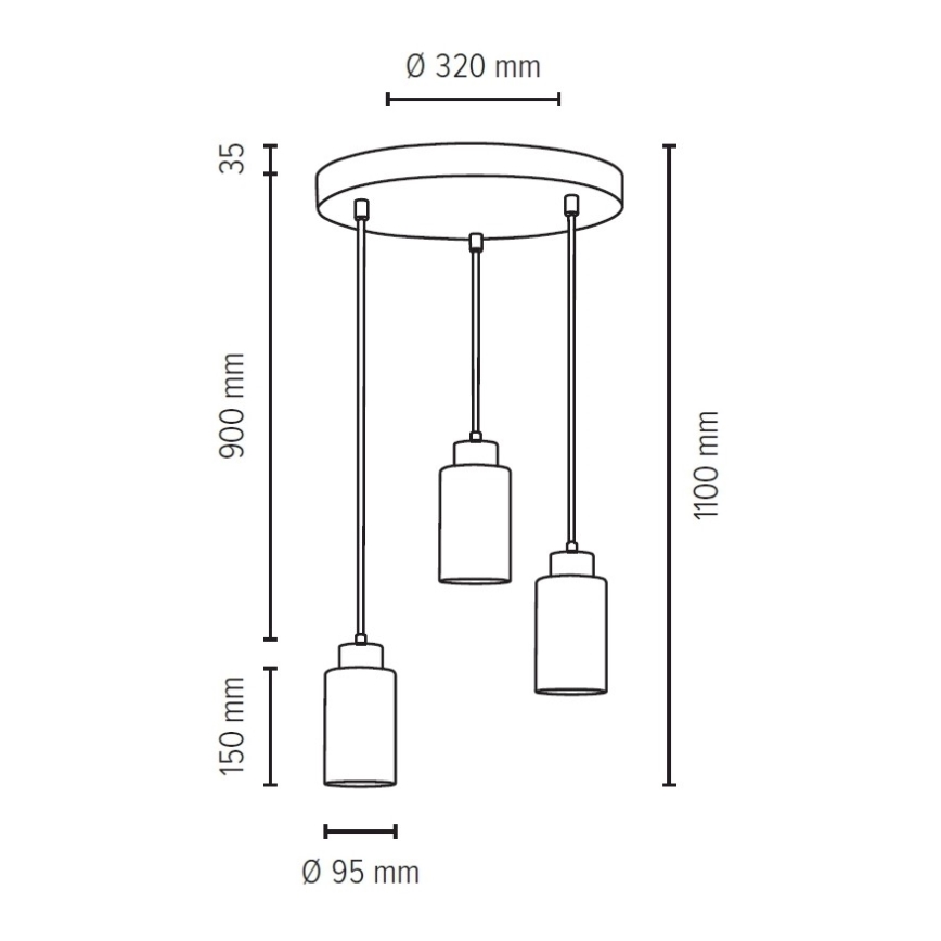 Lampadario a sospensione con cavo KARLA 3xE27/60W/230V cemento