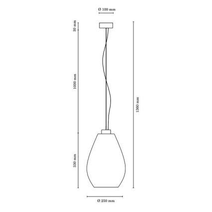 Lampadario a sospensione con filo PIRO 1xE27/60W/230V faggio