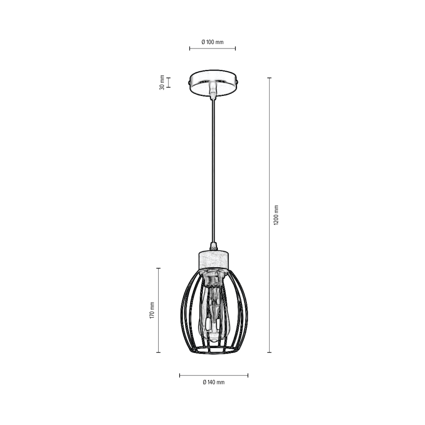 Lampadario a sospensione con filo GUNNAR 1xE27/60W/230V quercia