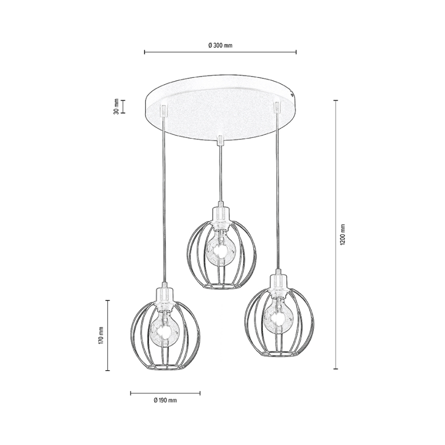 Lampadario a cavo BERIS 3xE27/60W/230V