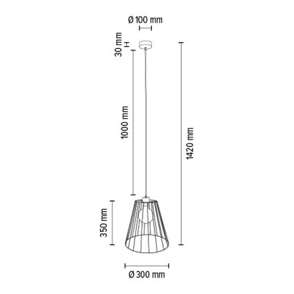 Lampadario a sospensione con filo ORAZIO 1xE27/60W/230V quercia