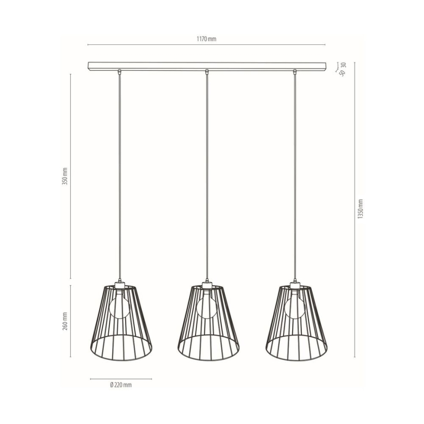 Lampadario a sospensione con filo ORAZIO 3xE27/60W/230V quercia - certificato FSC