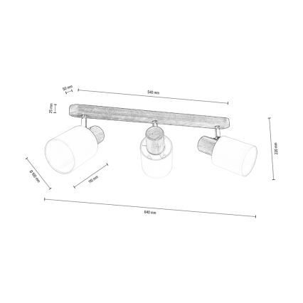 Faretto da binario TRENDY 3xE27/15W/230V noce - certificato FSC