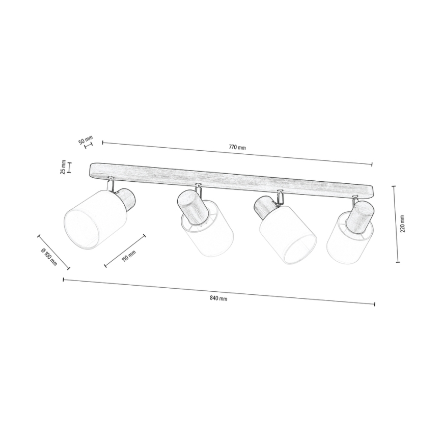 Spot de plafond TRENDY 4xE27/15W/230V pin - certifié FSC