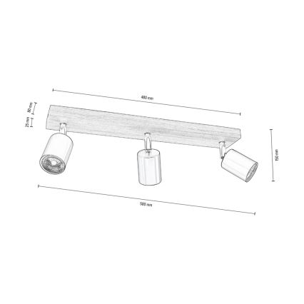 Faretto da binario MANARA 3xGU10/5W/230V pino