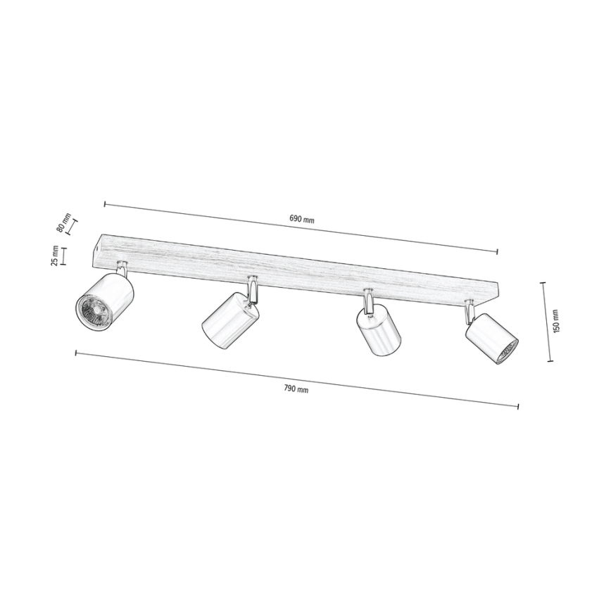 Spot de plafond MANARA 4xGU10/5W/230V pin