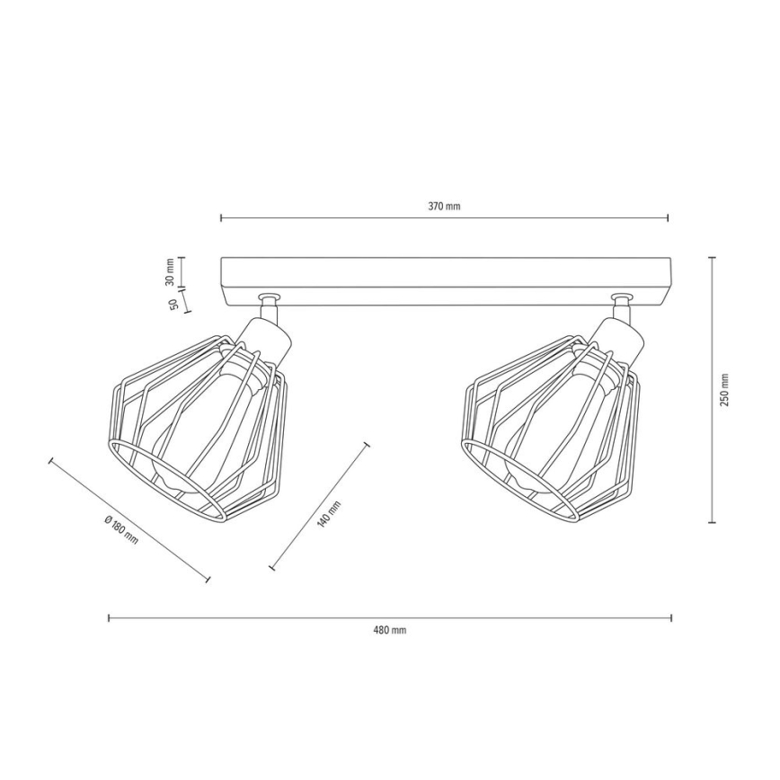 Plafoniera a incasso VENTI 2xE27/15W/230V rovere