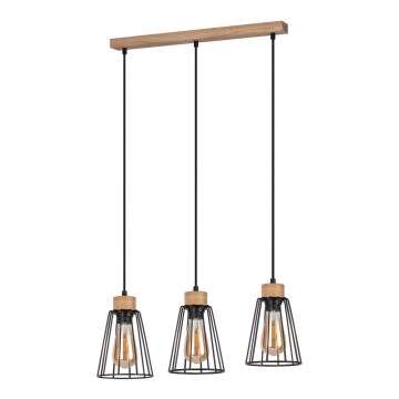 Spot-Light - Suspension filaire ORAZIO 3xE27/60W/230V chêne