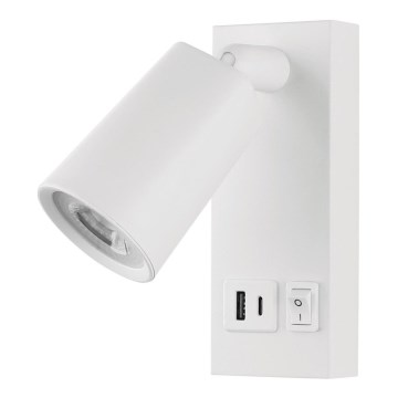 Spot mural avec USB CHARGE LED/5W/230V blanc