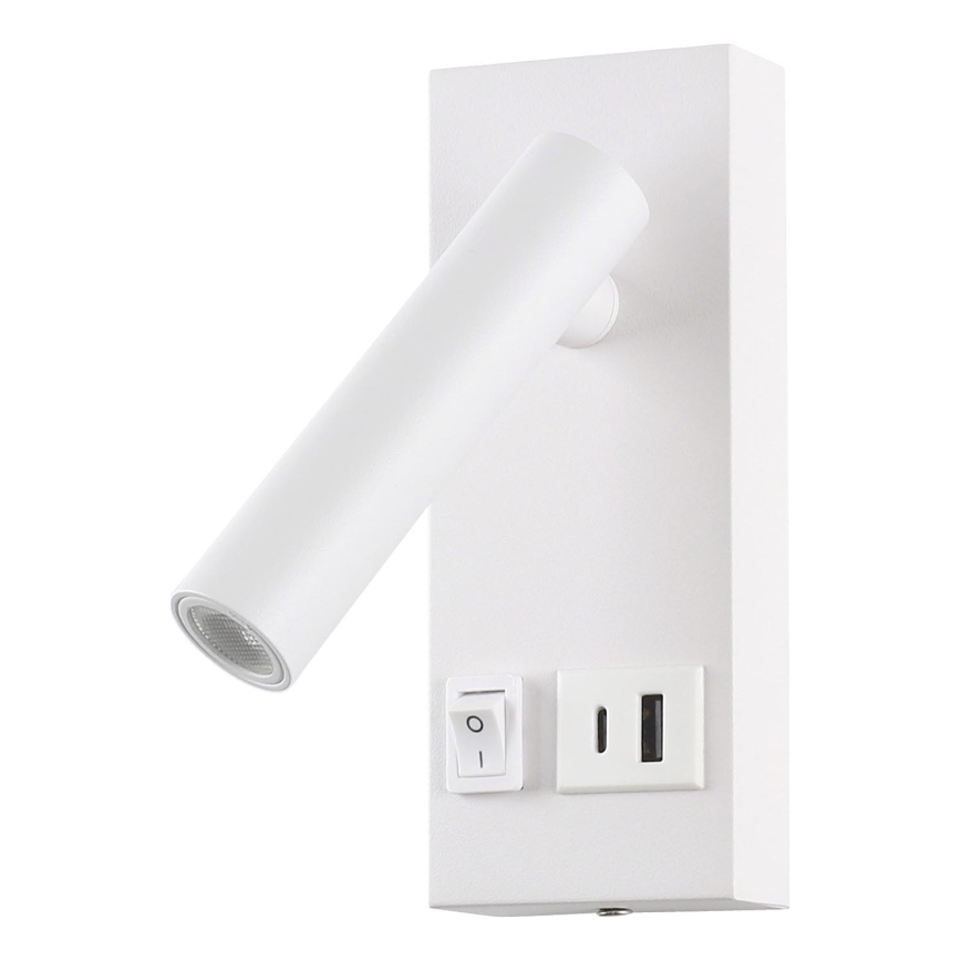Spot mural avec USB LED/2W/230V blanc