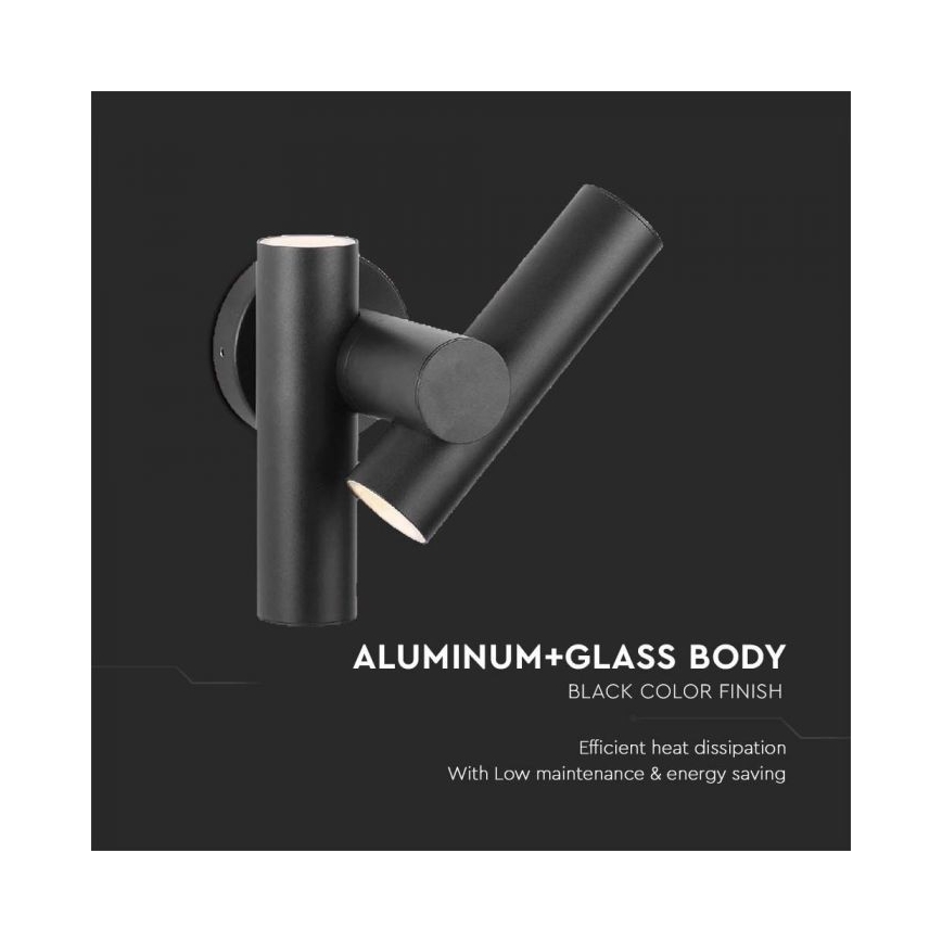 Spot mural flexible extérieur 2xLED/3W/230V 3000K IP44 noir