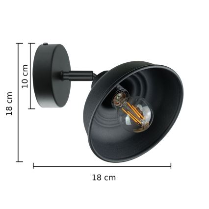 Spot mural FAUN 1xE27/60W/230V noir