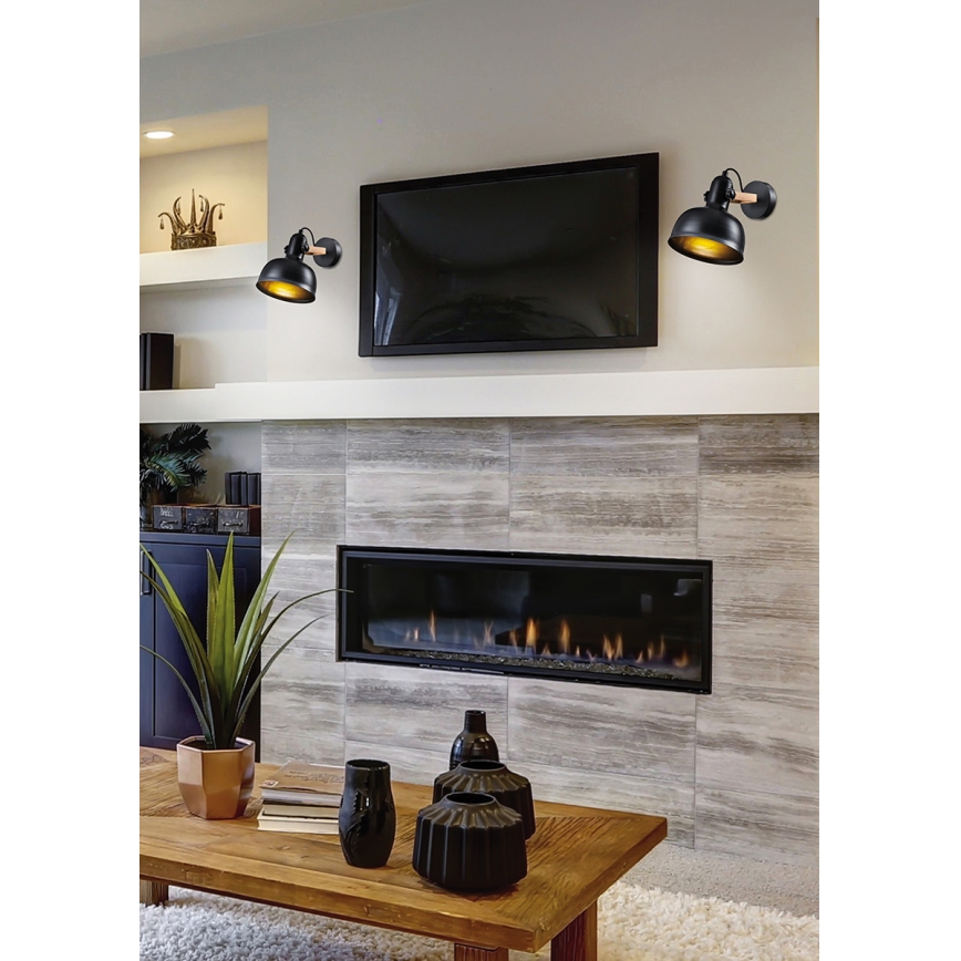 Spot mural RENO 1xE27/40W/230V noir