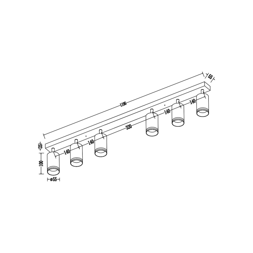 Spot PIPE 6xGU10/10W/230V noir