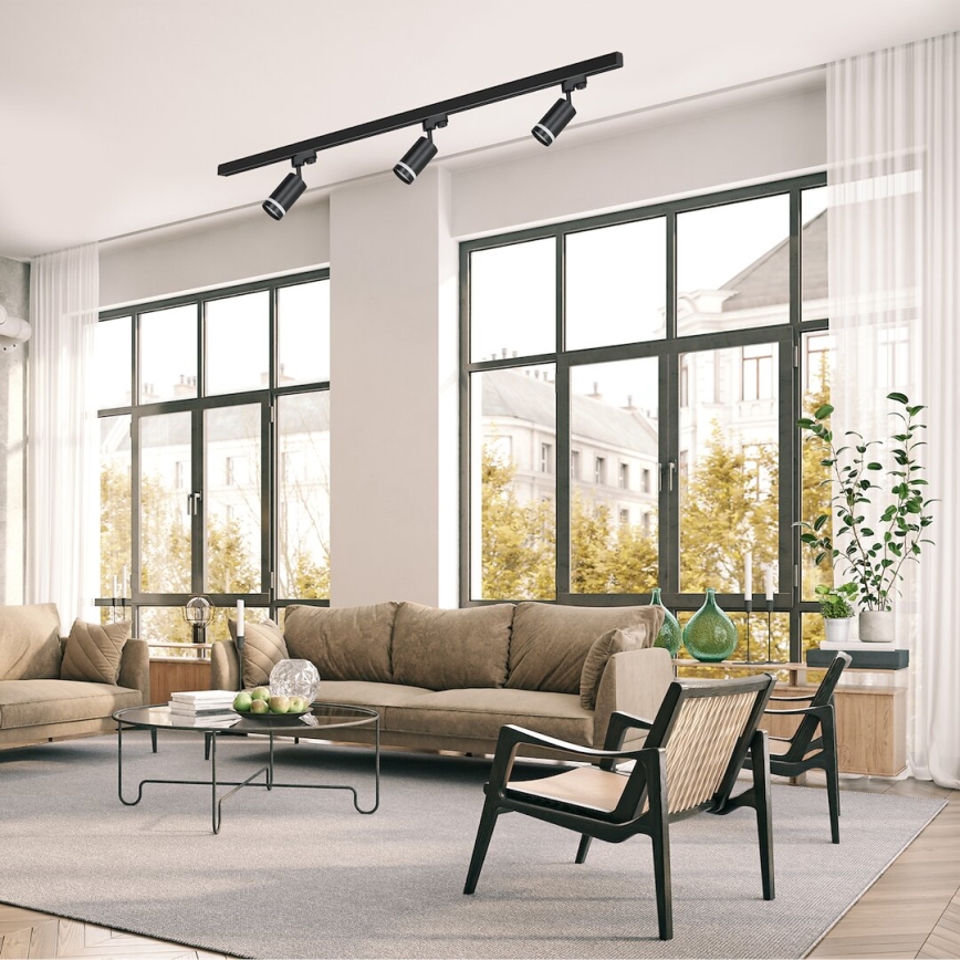 Spot pour système de rail monophasé PIPE 1xGU10/10W/230V, noir