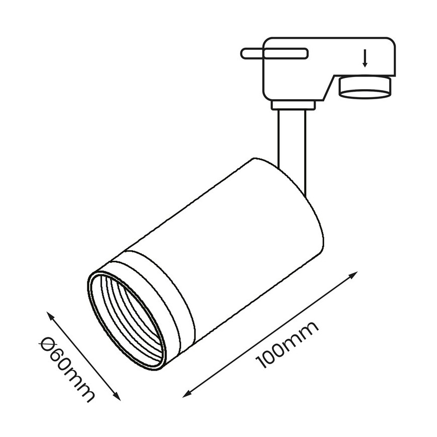 Spot pour système de rail PIPE 1xGU10/25W/230V noir