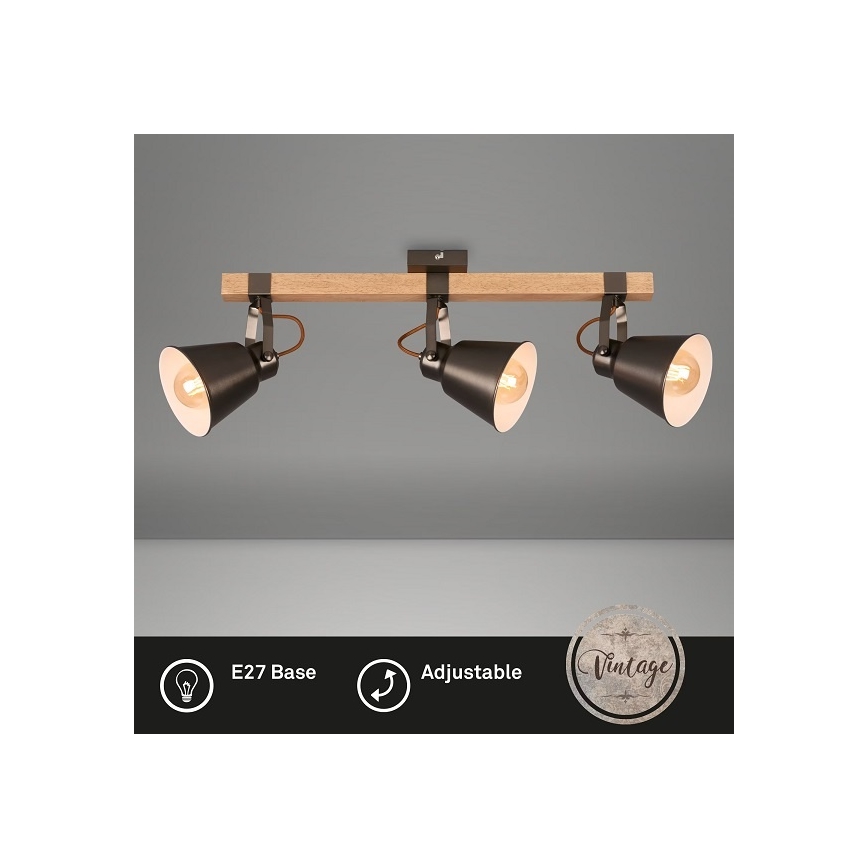 Spot RETRO 3xE27/40W/230V marron