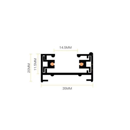 Spot sur rail 5xGU10/25W/230V 3 m noir
