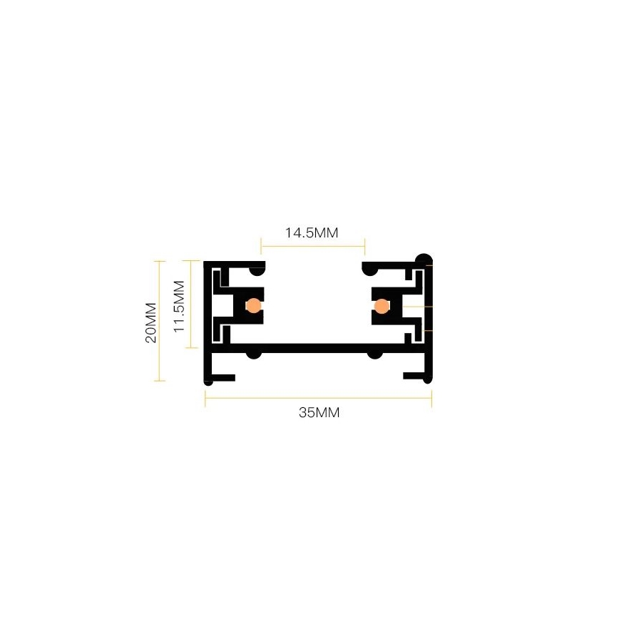 Spot sur rail 5xGU10/25W/230V 3 m noir