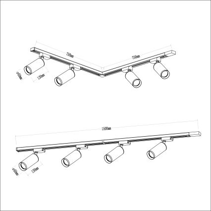 Spot sur rail MICA 4xGU10/10W/230V doré/noir